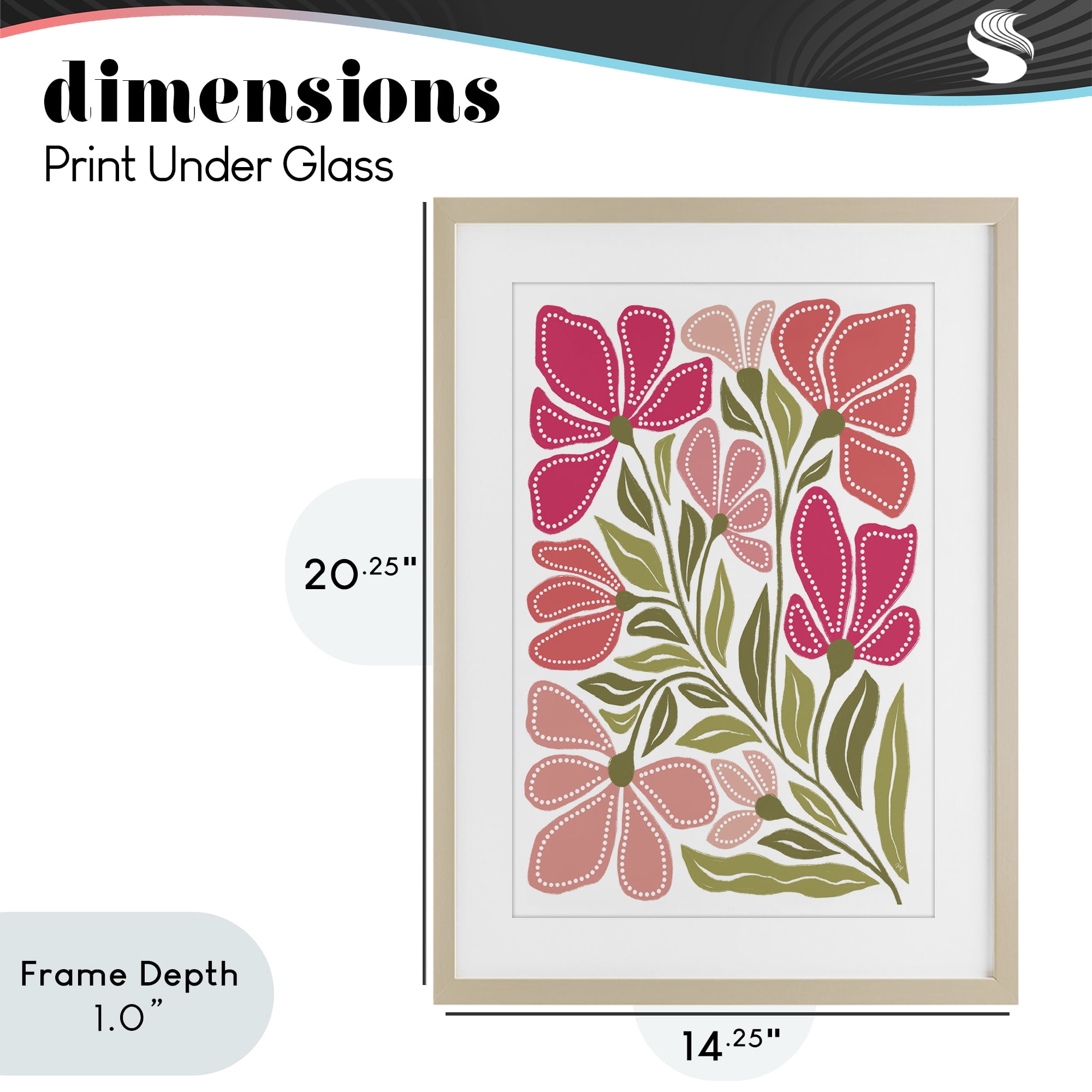 Stupell Industries Bold Midcentury Blooms Birch Framed Print Under Glass, design by Martina Pavlova