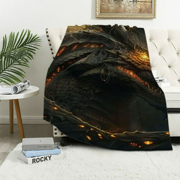 BCIIG Dragon Glowing Eyes Warm Lightweight Blanket Soft Fleece Throw Blanket for Living Rooms Sofa Decor All Seasons 40x50in