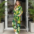thumbnail image 3 of SCRAWLGOD St. Patrick's Day Four Leaf Clover Green Womens Lounge Sets Trendy Knitted Sweatsuit Sets 2 Piece Outfits with Turtleneck Pullover Top Wide Leg Sweatpants with Pockets, M, 3 of 7