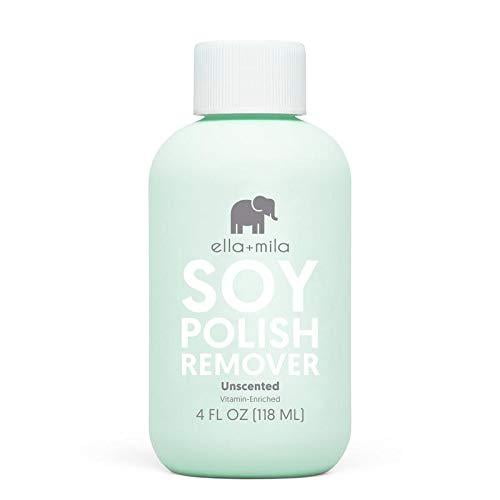 ella+mila 'Soy Nail Polish Remover' | Non Acetone & Alcohol Free | Unscented & Odor Free | Best For Natural Fingernail | Contains Vitamins A, C , E 3.99 Fl Oz (Pack of 1)