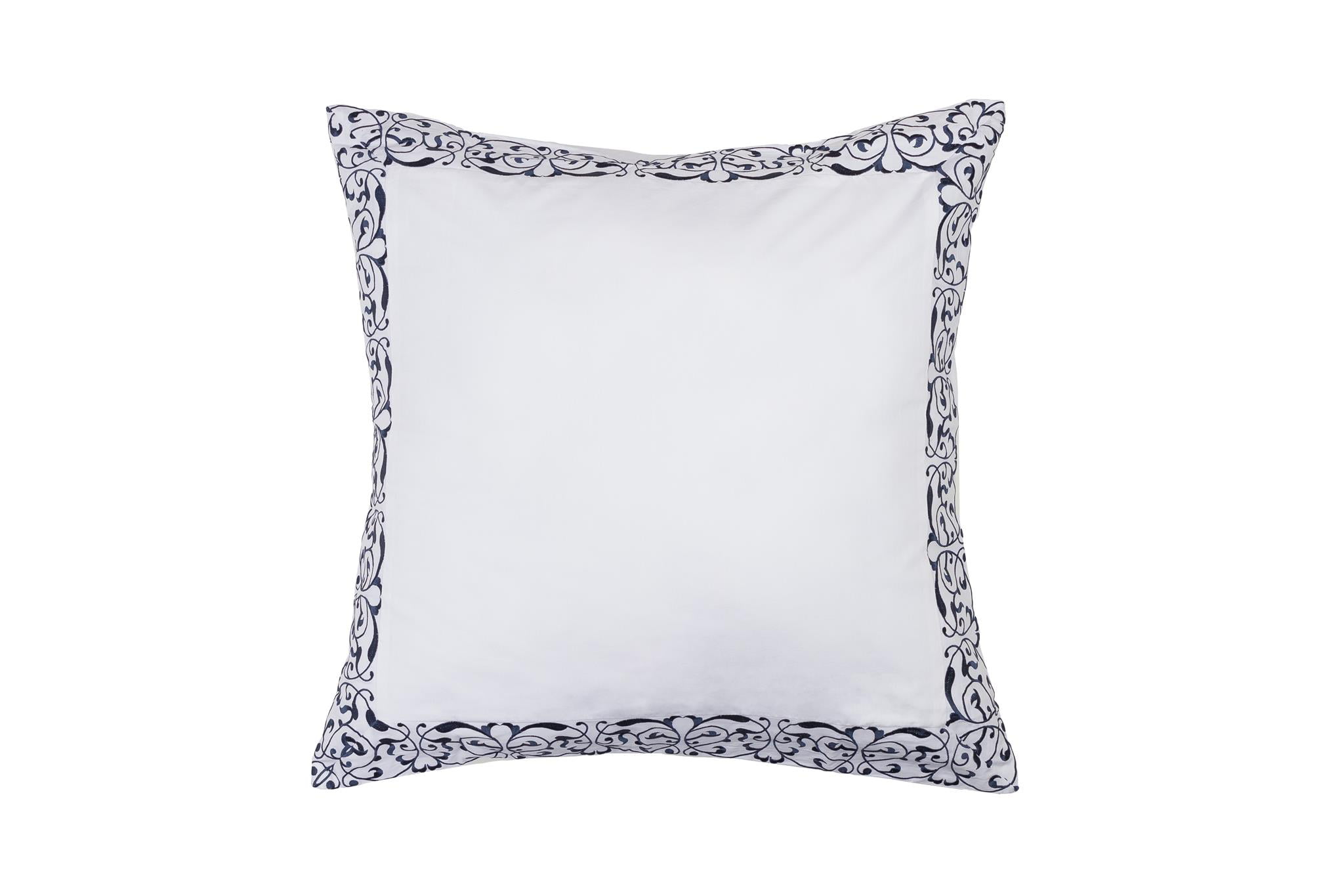 100% Cotton White Euro/Square Pillow Sham 1 Floral Scroll Stitch 26x26 Single 