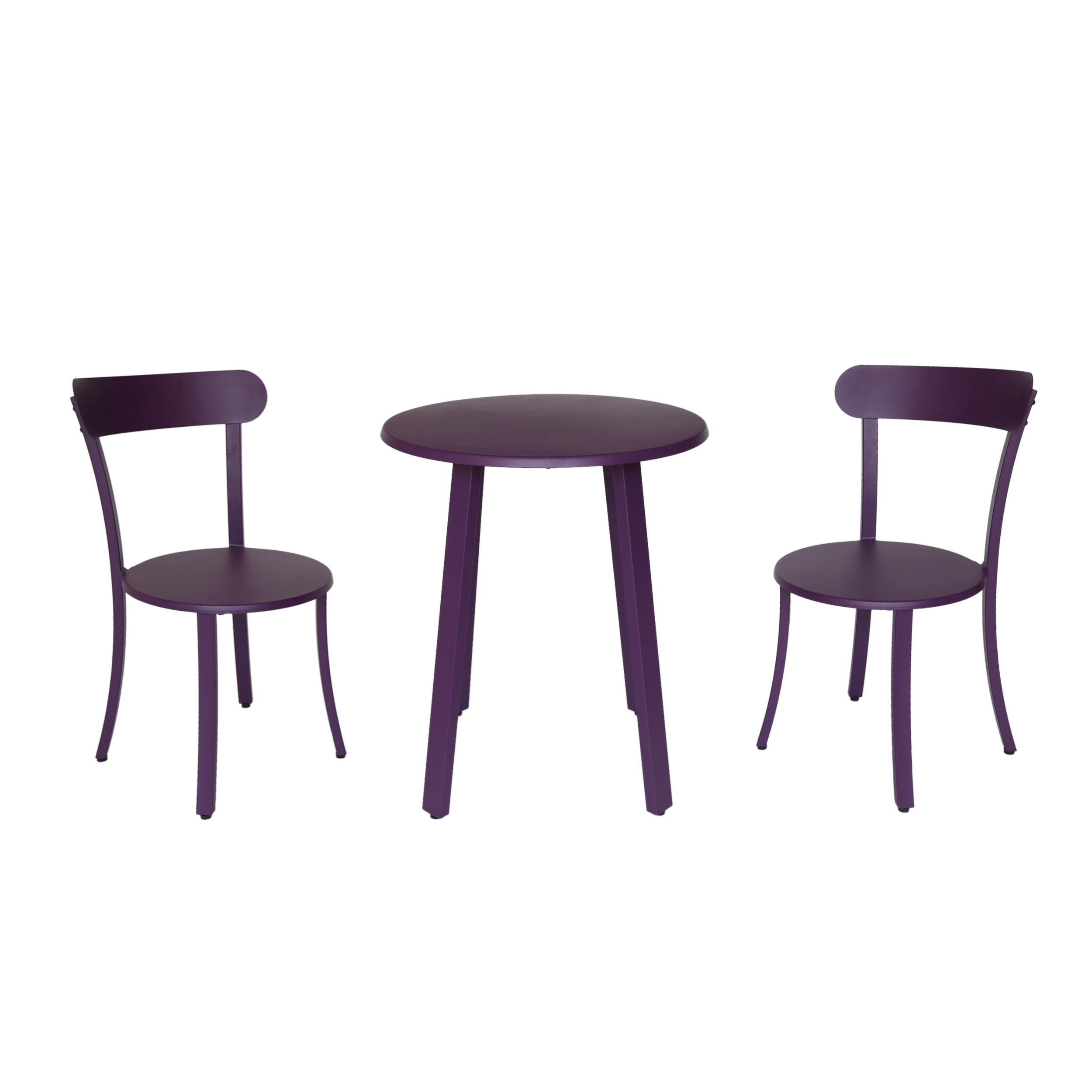 Easton Outdoor 3 Piece Iron Bistro Set, Matte Purple