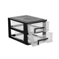thumbnail image 1 of Double Layer Plastic Drawer Type Closet Portable Storage Cabinet Multifunction Dustproof Storage Rack Organizer Furniture (Black and Transparent), 1 of 8
