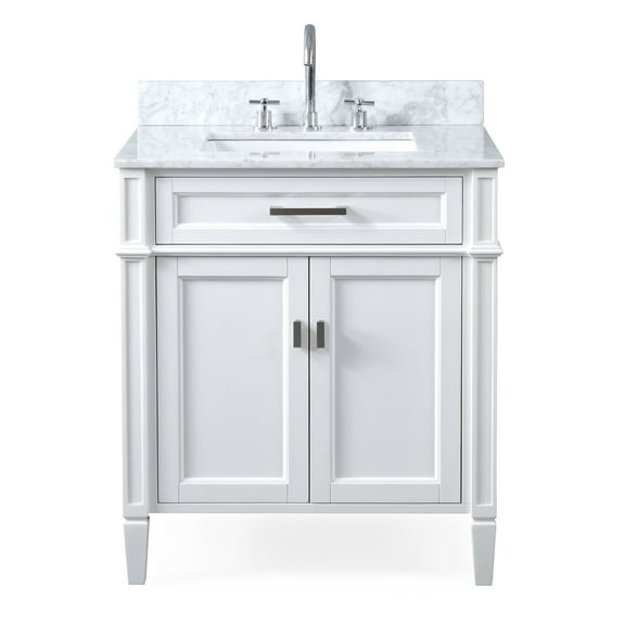 30" Tennant Brand Durand Contemporary Modern White Bathroom Vanity ZK-1808-V30W-BS