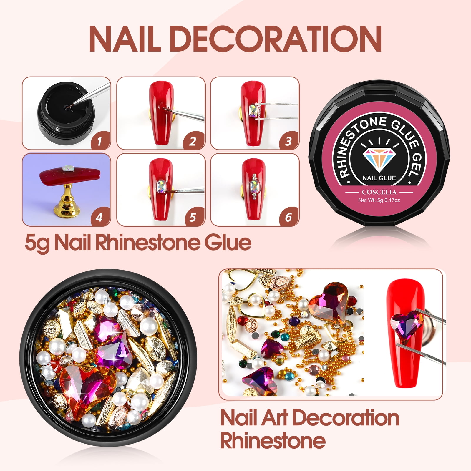 COSCELIA Poly Nail Gel Kit Starter Kit 15 Colors Poly Extension Gel with 12PC Glitter Decoration Powder Nail Stickers Complete Poly Extension Gel Kit DIY Gift for Women