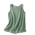 thumbnail image 2 of lmcalzta Linen Tank Tops for Women Crew Neck Loose Fitting Sleeveless T Shirts Summer Beach Vacation Tees, 2 of 4
