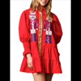 thumbnail image 1 of Vestido Camisero de Cascanueces para Mujer, con Brillo Navideño, Sudadera de Papá , Minivestido Tipo Suéter Rojo L, 1 of 7
