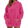 thumbnail image 4 of Oversized Hoodies for Women Fall Winter Long Sleeve Plain Baggy Drop Shoulder Hooded Sweatshirt with Pockets Pullover Tops, 4 of 6
