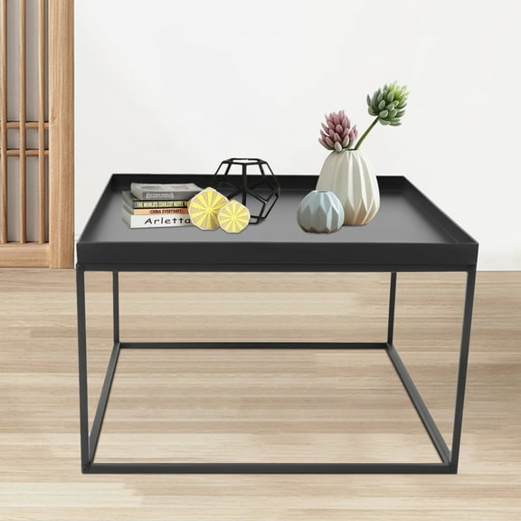 59cm Matt Black Metal Square Coffee Table End Table/Side Table For Office/Home