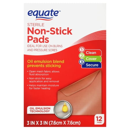 Equate Sterile Non-Stick Pads, 3" x 3", 12 Count
