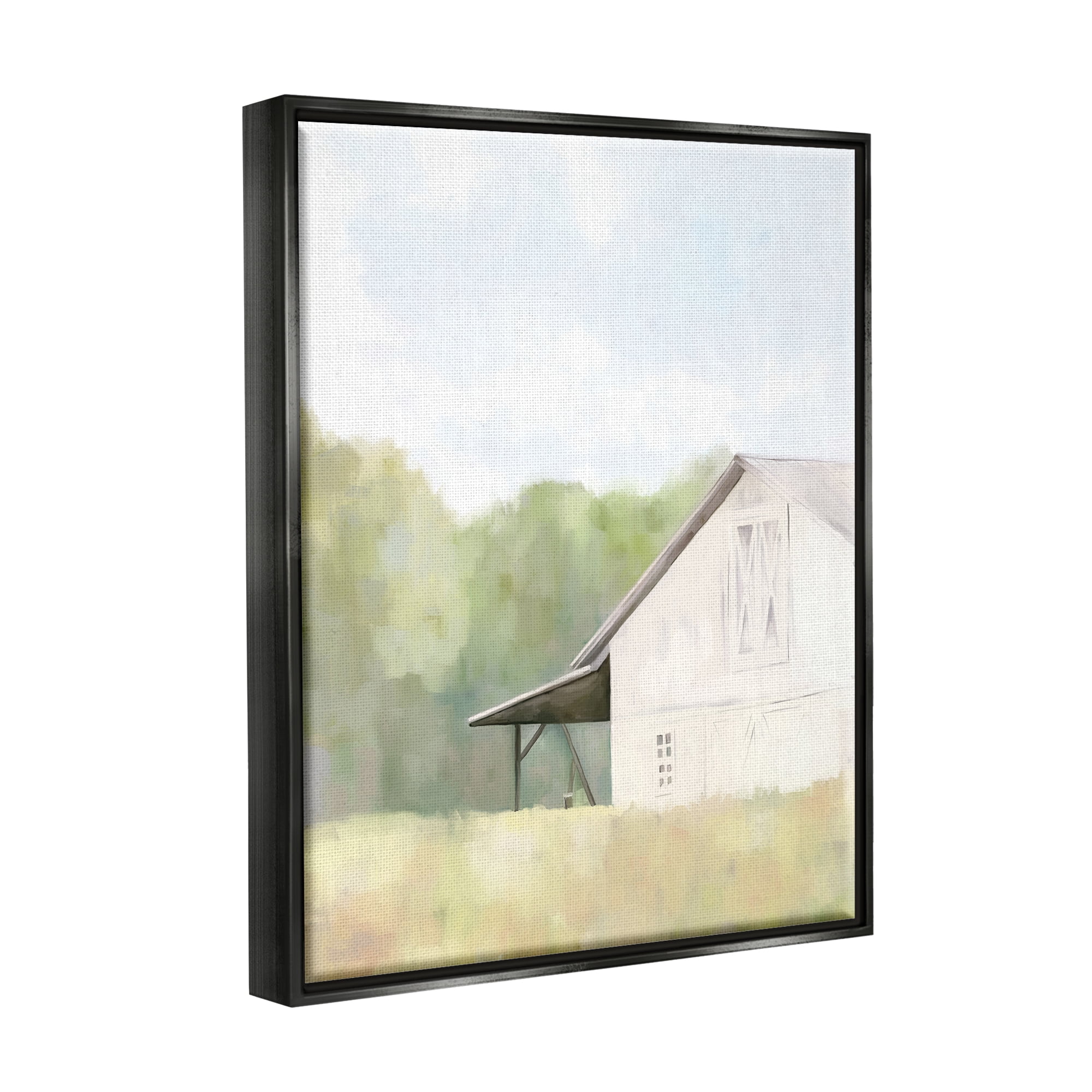 Stupell Industries Country Barn Landscape Nature Painting Black Floater Framed Art Print Wall Art, 25 x 31