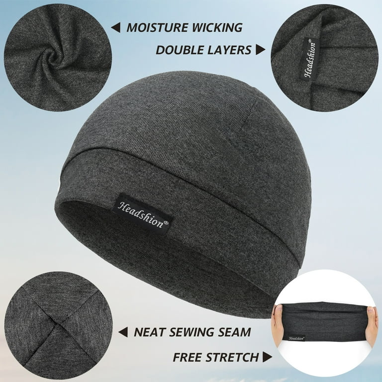 帽子 everyone cotton beanie (GRAY) Headshion Cotton Beanie Skull Cap, 4 Pack Double Layered Sleep Hat