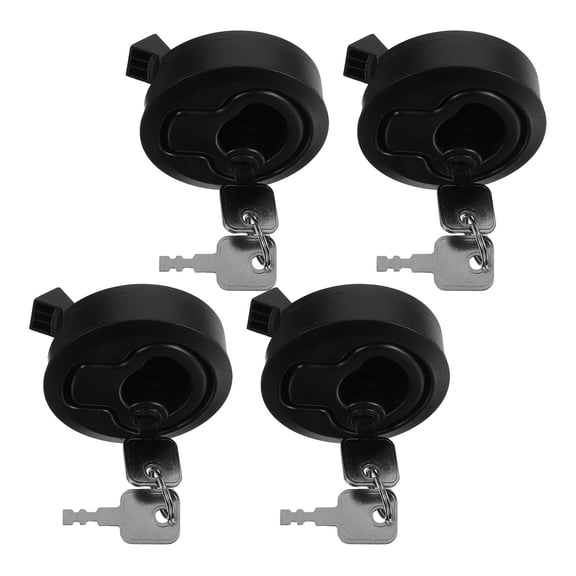 FENGGUIQU Set of 4 Round Boat Hatch Latches with Black Steel Screws, Locking Hardware for Marine and Outdoor Use
