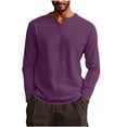 thumbnail image 4 of YLSDY Men's Long Sleeve Henley T-Shirt Notch Neck Casual Slim Fit Lightweight Top Purple L, 4 of 7