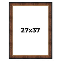 27x37 Frame Brown Walnut Gold Ornate Trim Solid Wood Plein Air Picture Frame | 3 Inch Moulding