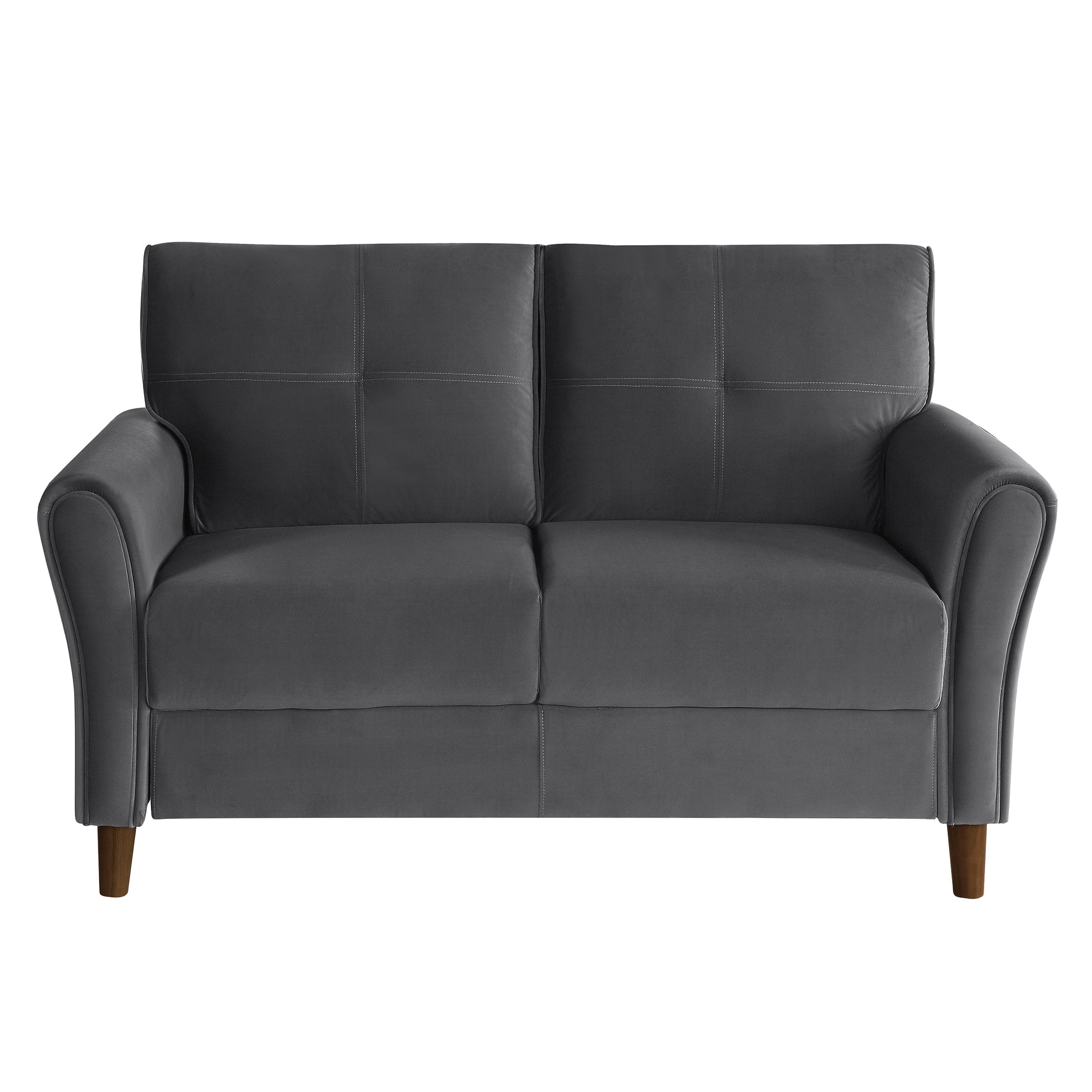 OakvillePark Copley Velvet Fabric Upholstered Living Room Loveseat, Gray