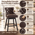 thumbnail image 3 of Fahomiss 30" Set of 2 Swivel Bar Stools with Back, Modern Upholstered Bar Height Faux Leather Barstools for Home Bar Kitchen Dining, Brown, 3 of 10