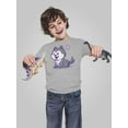 thumbnail image 2 of Cute Cartoon Husky Pup Long Sleeve Toddler -Image by Shutterstock,  4 Toddler, 2 of 4