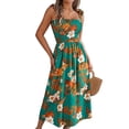 thumbnail image 1 of Vestidos de Verano para Mujer 2025, Vestido Informal con Tirantes Finos, Volantes, Plisado y Estampado Floral Fluido Verde XL, 1 of 10