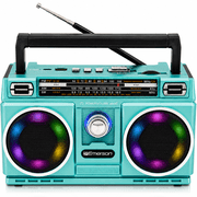 Emerson Portable Bluetooth Radio Boombox with 4-Band AM/FM/TV/SW Shortwave Radio, Rechargeable Battery, USB & TF Card MP3 Playback, and LED Color Lights