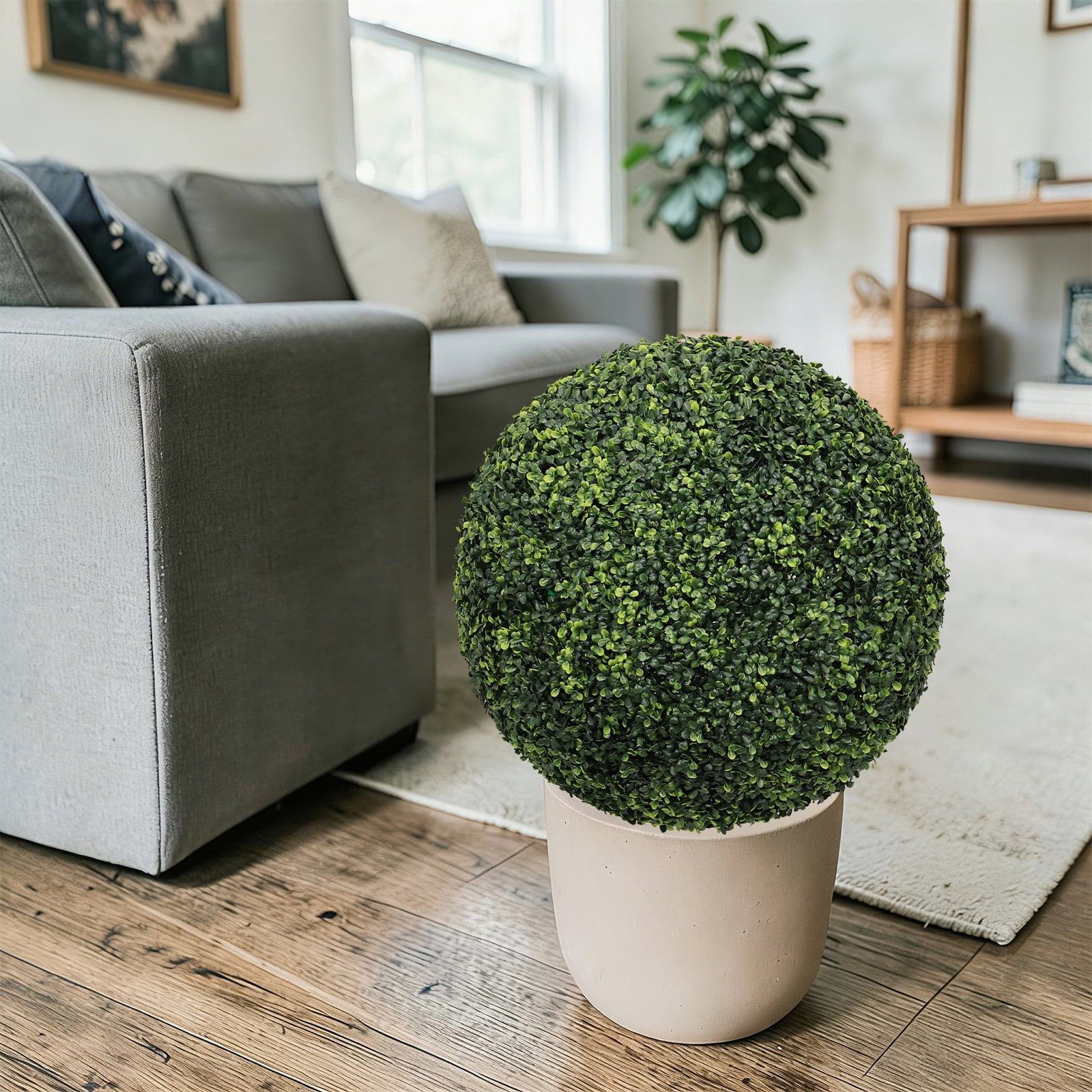 Artificial Topiary Balls, 22.4 Inch Faux Boxwood Decorative Green Spheres for Garden Front Porch Yard Patio, Green