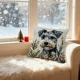 thumbnail image 4 of ​Schnauzer Pillow Cover Printed with Floral Decor, Realistic Dog Portrait with Wildflowers, Gray Background, Soft Decorative Throw Pillow for Pet Lovers Multicolor, 4 of 6