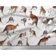 thumbnail image 3 of Soimoi White Poly Georgette Fabric Kangaroo & Giraffe Animal Decor Fabric Printed Yard 52 Inch Wide, 3 of 3