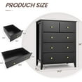 thumbnail image 6 of 5 Drawer Black Double Dresser for Bedroom, Modern Chest of Drawers for Storage Cabinet, TV Stand with Easy Pull Out Gold Metal Handles for Living Room, Wooden Organizer for Nightstand, 6 of 8