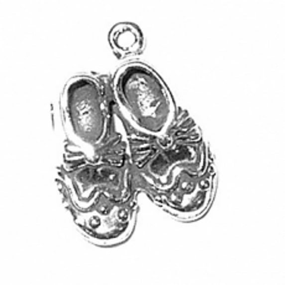 Sterling Silver 24" 1mm Box Chain 3D Pair of Fancy Shoes Bow Pendant Necklace