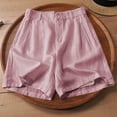 thumbnail image 5 of Sexlip Women 5-inch Shorts Waffle Knit Fabric Elastic Waistband For Comfort High Waisted Slimming Design Cotton Linen Blend Pink XXL, 5 of 5