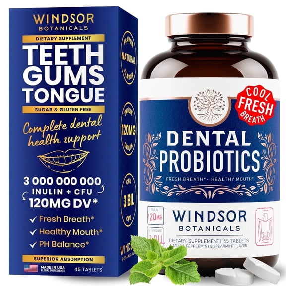Windsor Botanicals Dental Probiotics for Bad Breath - 3bn CFU - 45 Tablets