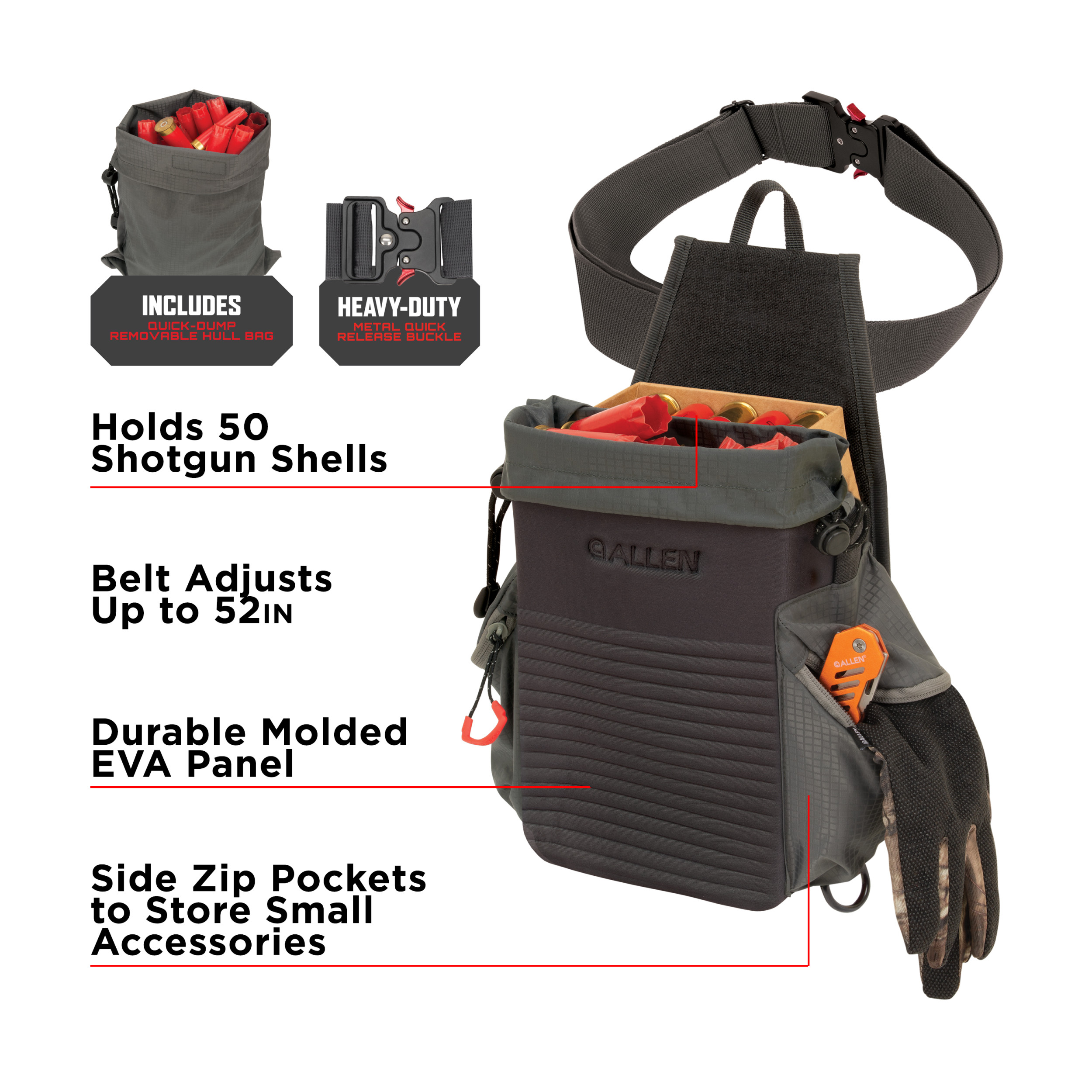 Allen Company Competitor All-In-One Molded Shooting Bag, Gray