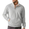 thumbnail image 2 of SYMOID Mens Gray Corduroy Quarter-Zip Pullover Sweaters - 98% Cotton 2% Spandex Soft Stretchy, with Elbow Patches & Kangaroo Pocket for Casual/Outdoor,Size M, 2 of 9