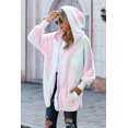 thumbnail image 4 of ABPHQTO Abrigo con capucha y frente abierto de forro polar suave teñido anudado multicolor para mujer, 4 of 5