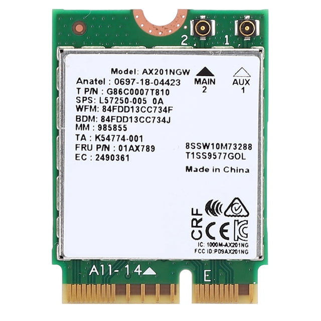 Tarjeta de red para Intel AX201NGW WIFI 6 Gigabit 2400M M.2.CNVio2 Interfaz para Bluetooth 5.0