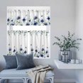 thumbnail image 6 of Kitchen Window Curtains Valance and Tier Set, Purple Wild Flower Butterfly Rod Pocket Tier Curtain Valance Set, Gradient Eucalyptus Leaves Light Filtering Cafe Curtains for Bedroom Living Room, 6 of 9