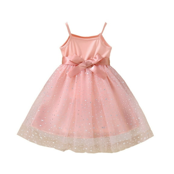 Sngxgn Girls Long Sleeve Dress Crewneck Flowy A-Line Dress Casual(Pink,90)