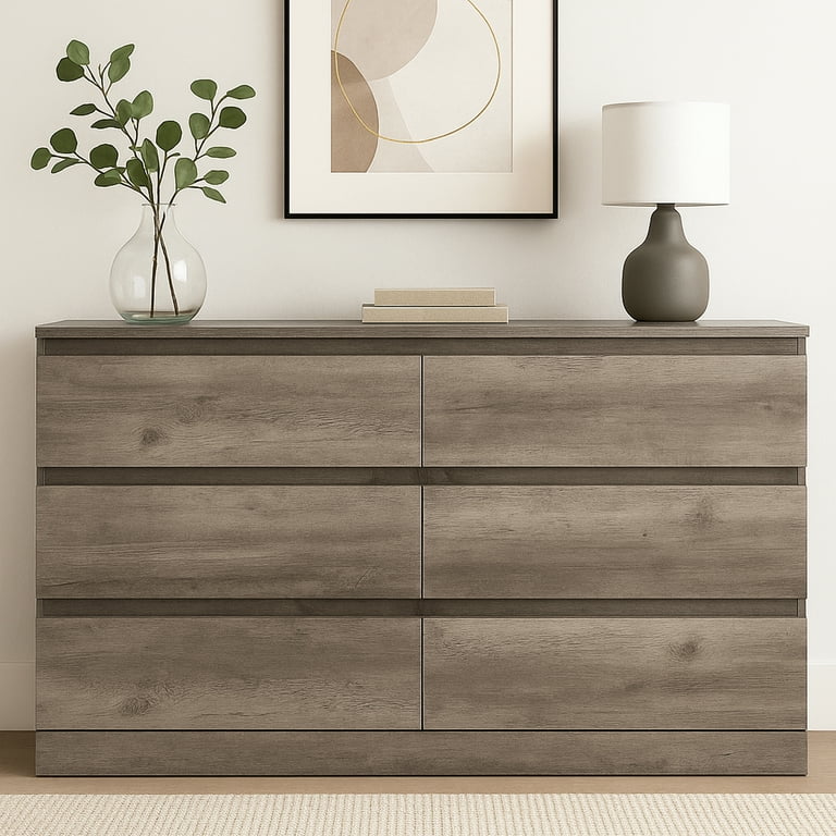 Brindle 6 Drawer Dresser, Gray Oak, by Hillsdale Living Essentials