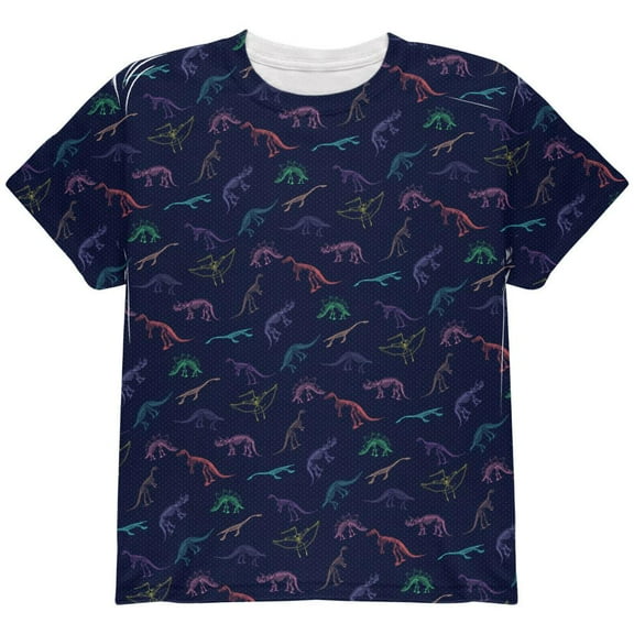 Dino Dinosaur Color Pattern Cute All Over Youth T Shirt Multi YLG