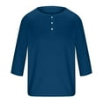 thumbnail image 3 of SYMOID Navy Mens Wrinkle Resistant Henley Shirt - 95% Polyester 5% Spandex, Three-Quarter Raglan Sleeves, Comfortable Stretch, S-XXXL,Size L, 3 of 5