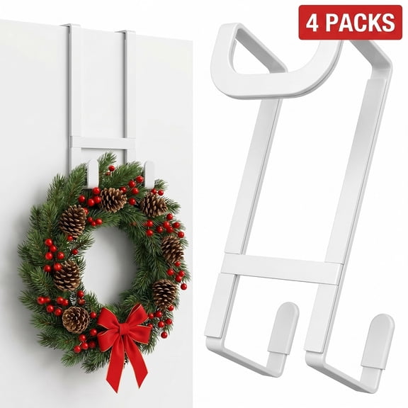 4 Packs Heavy Duty Over The Door Hooks, No Drill Hanger Hooks, Fit 1-7/8 Inch Thick Door for Coat Towel Bag Bathroom Closet Storage