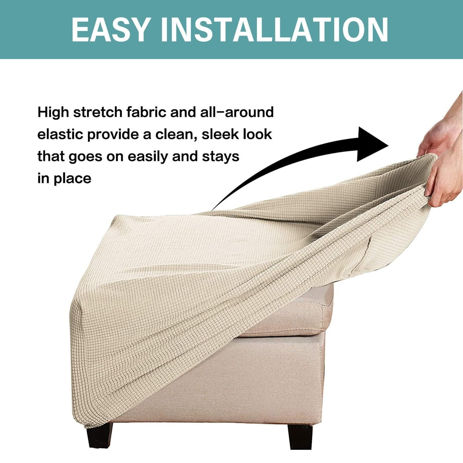 LKJYER Chair Slipcover with Ottoman Cover, Stretch Sofa Cover with Ottoman Slipcovers Removable Washable Armchair Covers Non Slip Furniture Protector
