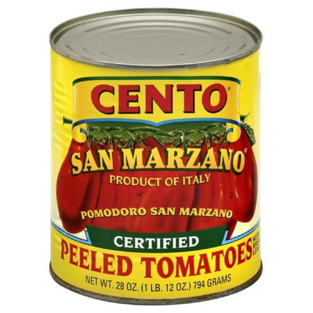 Cento san marzano peeled tomatoes with basil leaf, 28 oz, (pack of