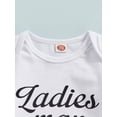 thumbnail image 5 of 2023 Newborn Baby 3Pcs Pants Outfits Valentine's Day Long Sleeve Letter Romper Tops+Printed Pants+Cap Spring Clothes (Black+White, 3-6 Months), 5 of 9