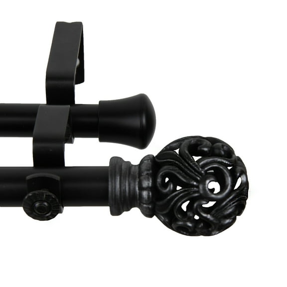 Cilla Double Curtain Rod 13/16 inch 66-120" - Black
