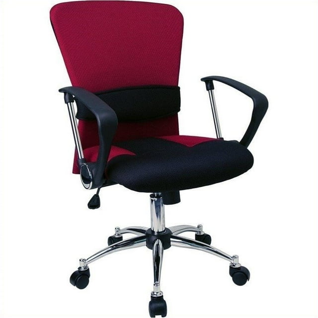 Scranton & Co Mid-Back Mesh Office Chair in Burgundy