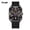 Black shell black belt, variant on New men's watch with large dial, square silicone strap, calendar, men's watch with sun, moon, stars, and luminous features, fashionable trendy watch