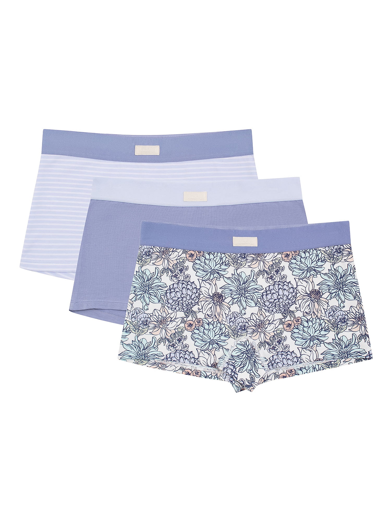 Kindly Yours Women’s Sustainable Cotton Boyshort Underwear, 3Pack