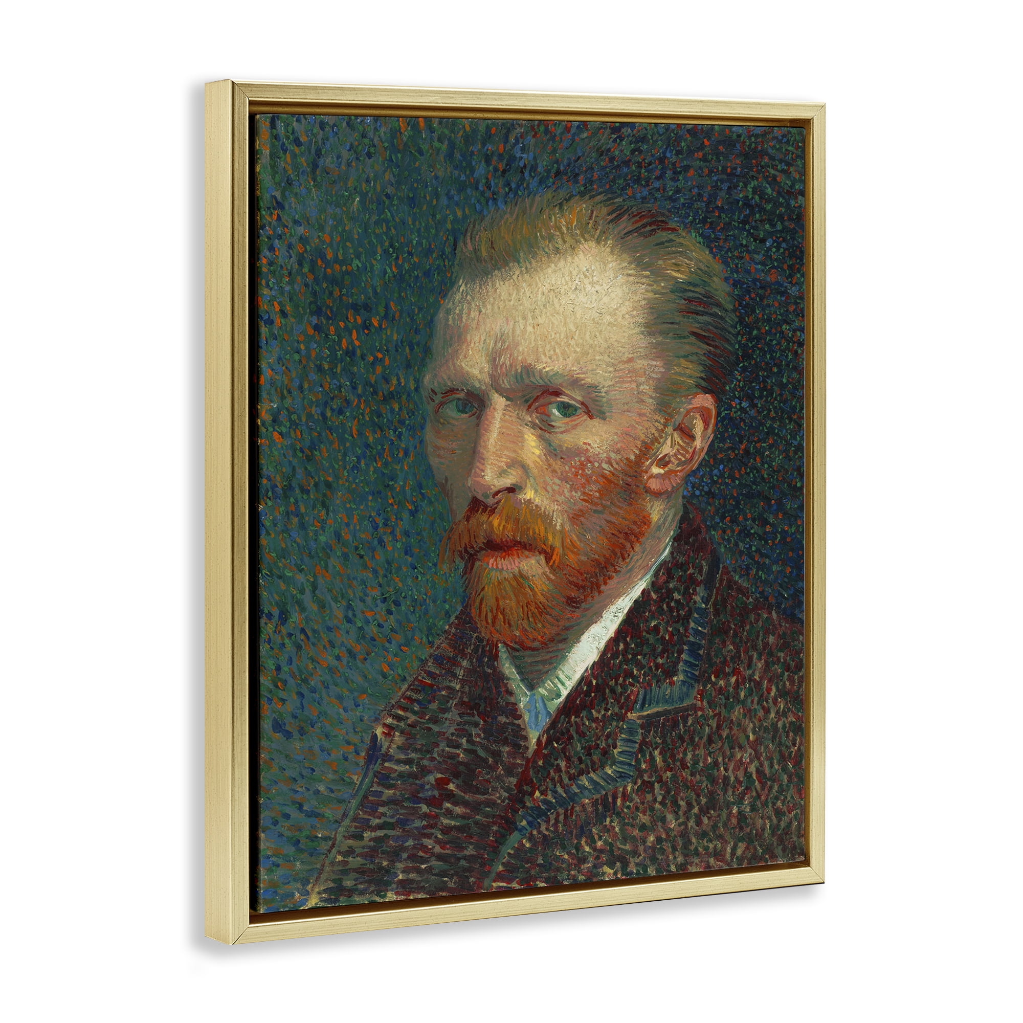 Stupell Industries Van Gogh Self Portrait People Painting Gold Floater Framed Canvas Art Print Wall Art, 25 x 31
