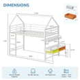 thumbnail image 3 of Low Bunk Bed Twin Over Twin with Desk and 2 Storage Drawers, Metal Floor Bunk Beds with Bookshelf & Side Pockets, House Shaped Twin Bunk Bed Frame with Safety Guardrail & Ladder, White, 3 of 12